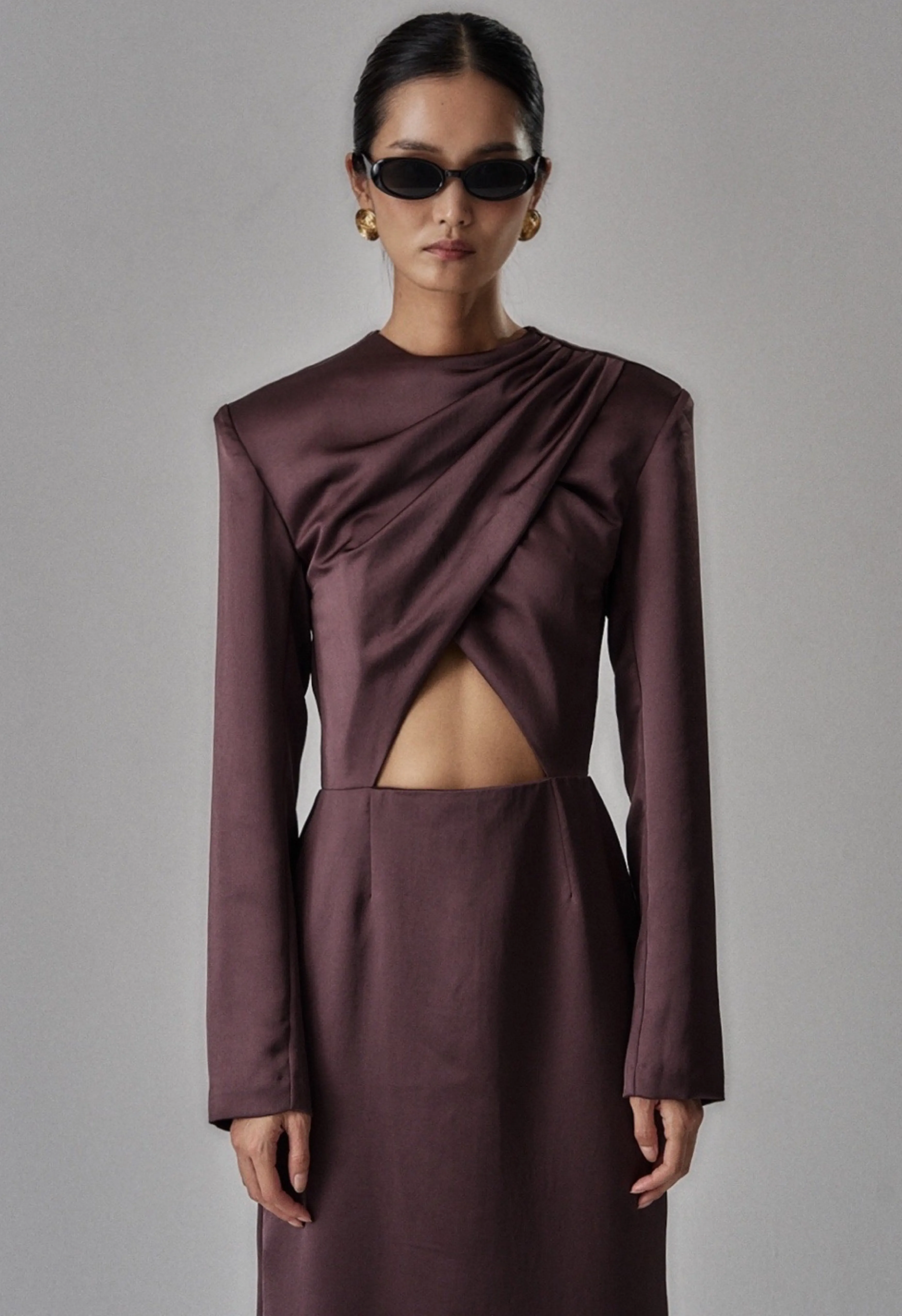 Colette Chocolate Satin Dress