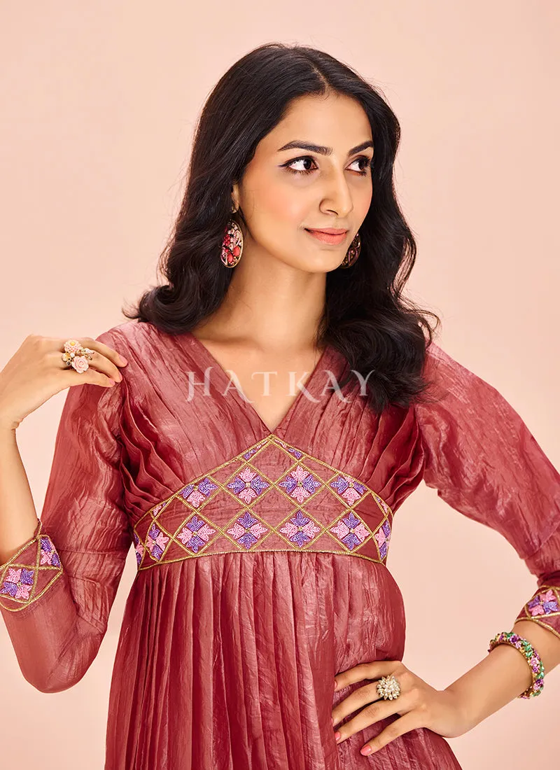 Crimson Red Handwork Fancy Gown