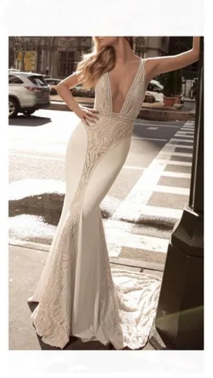 Deep V Floor length Dress