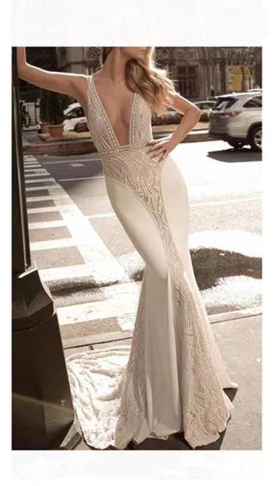 Deep V Floor length Dress