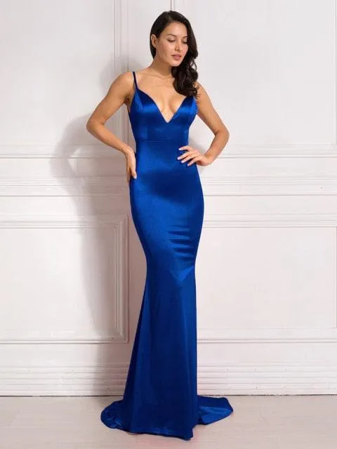 Deeptown Satin Party Dress, Elegant Claret Off Shoulder Bodycon Backless Sexy Maxi Dress