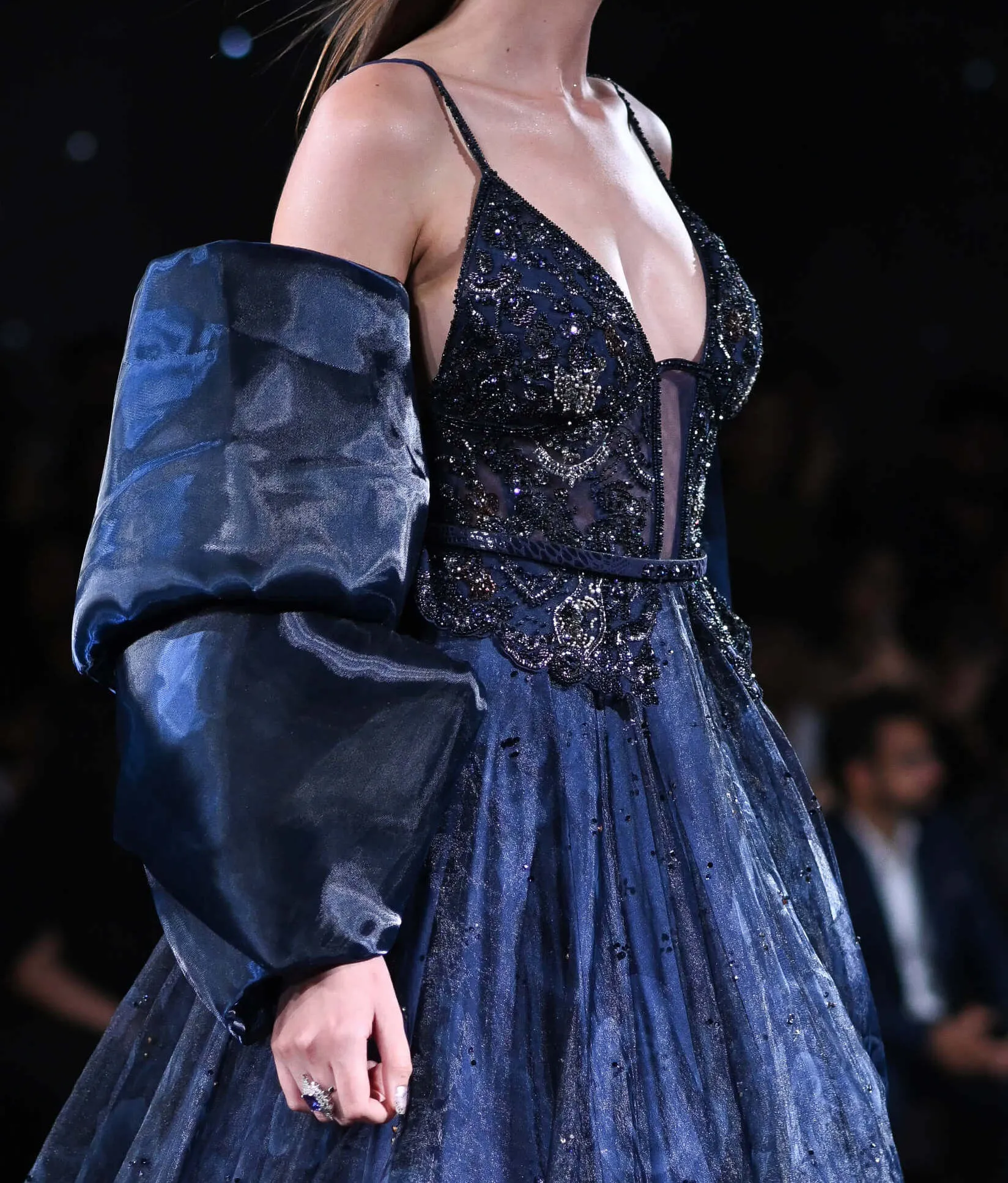 Delia navy black printed gown