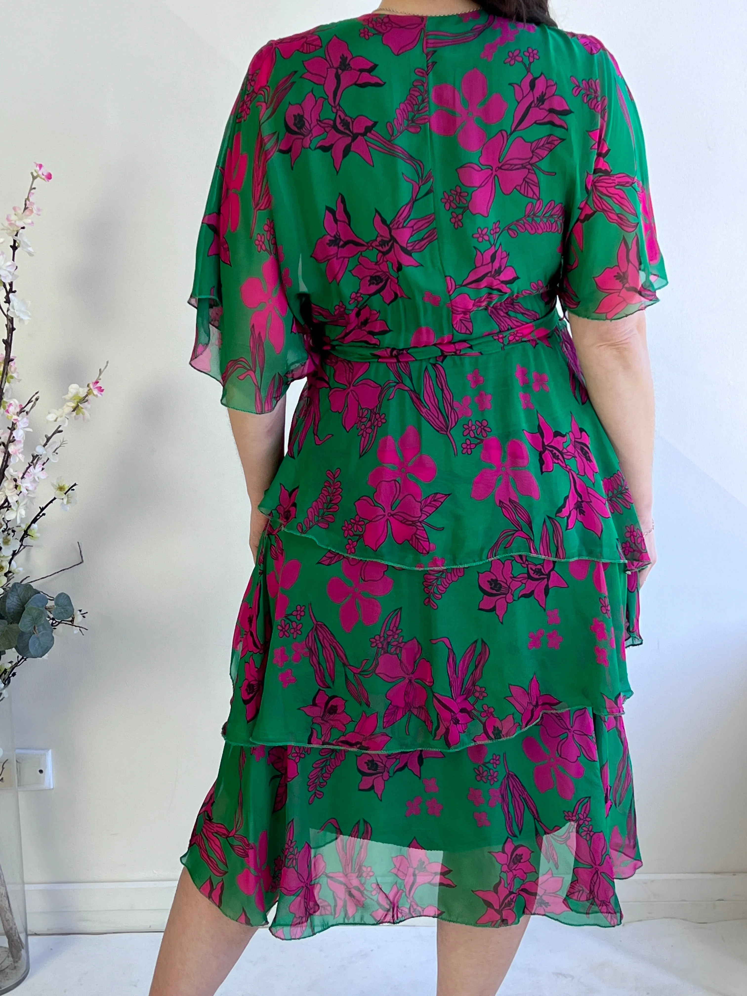 Desaily Green Silk Dress