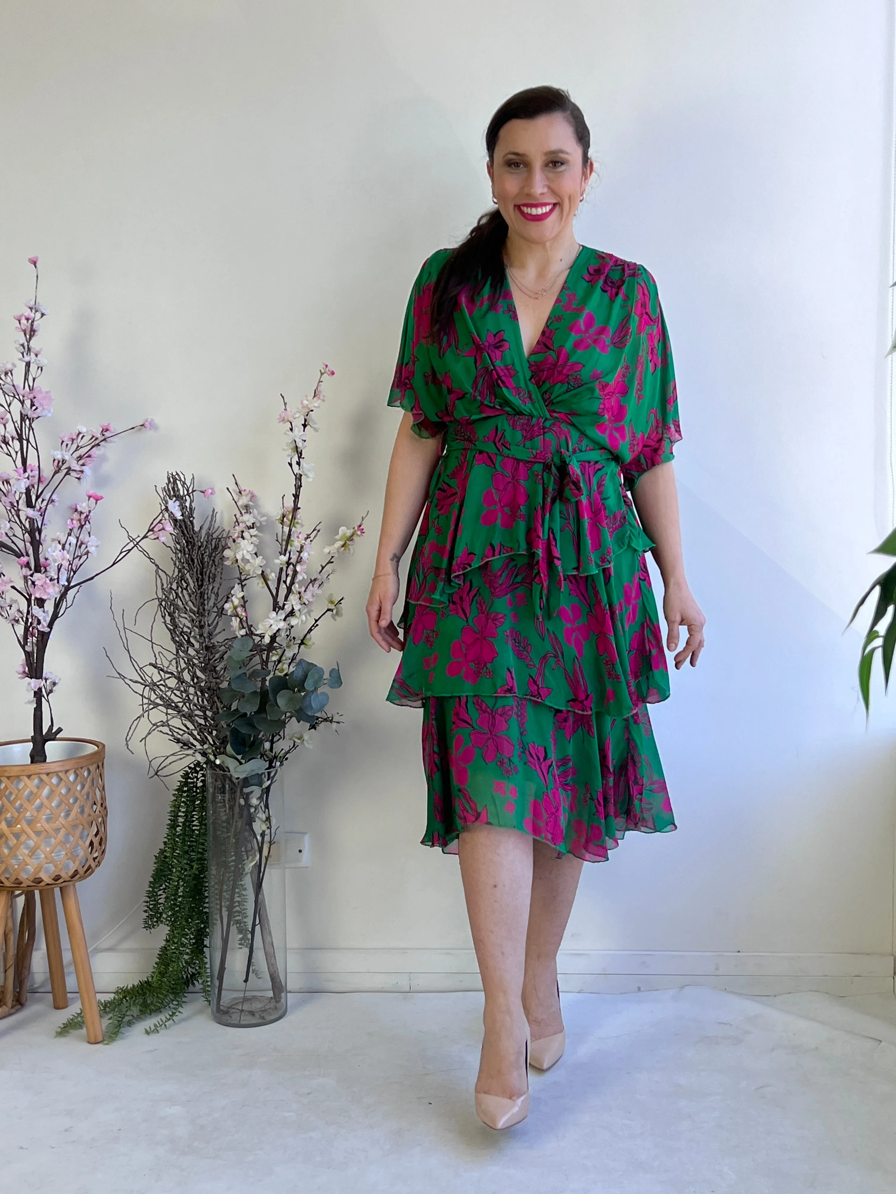 Desaily Green Silk Dress