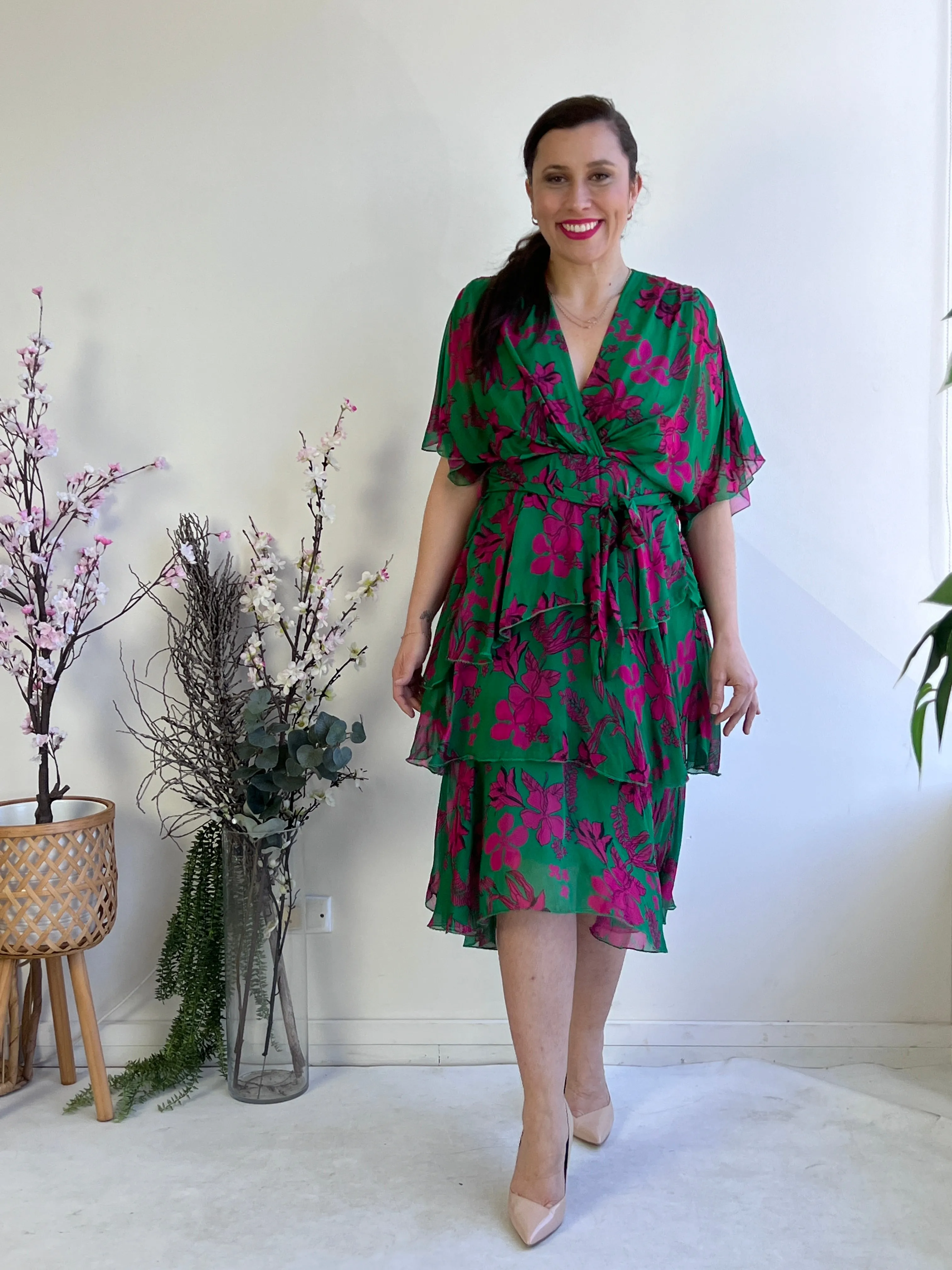 Desaily Green Silk Dress
