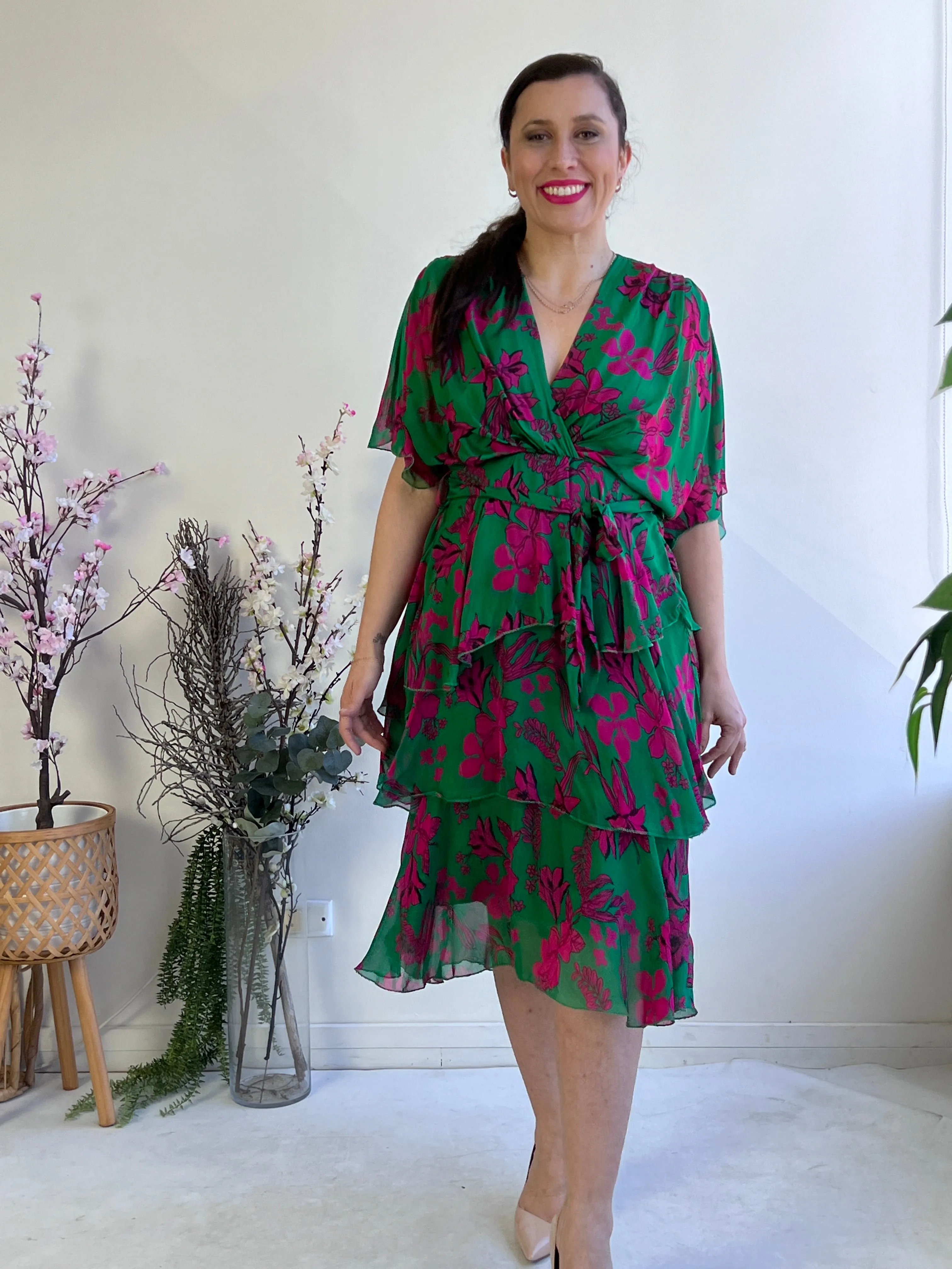 Desaily Green Silk Dress