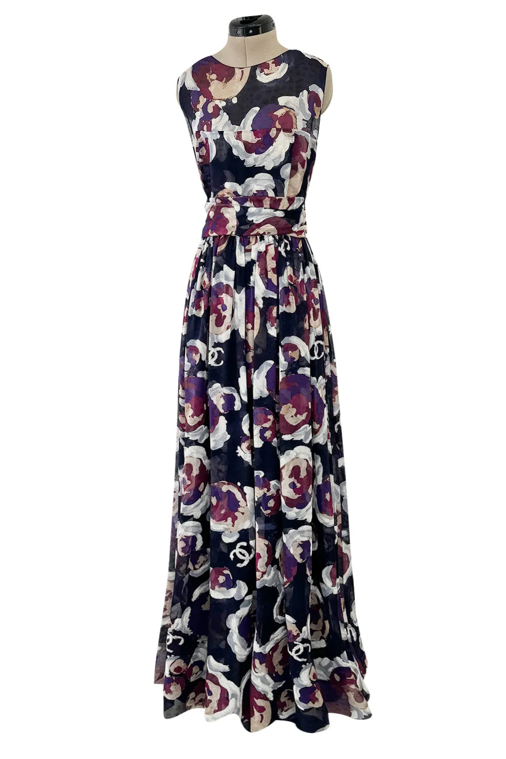 Dreamy Cruise 2010 Chanel by Karl Lagerfeld Runway Look 33 'Painted' Silk Net Floral Dress