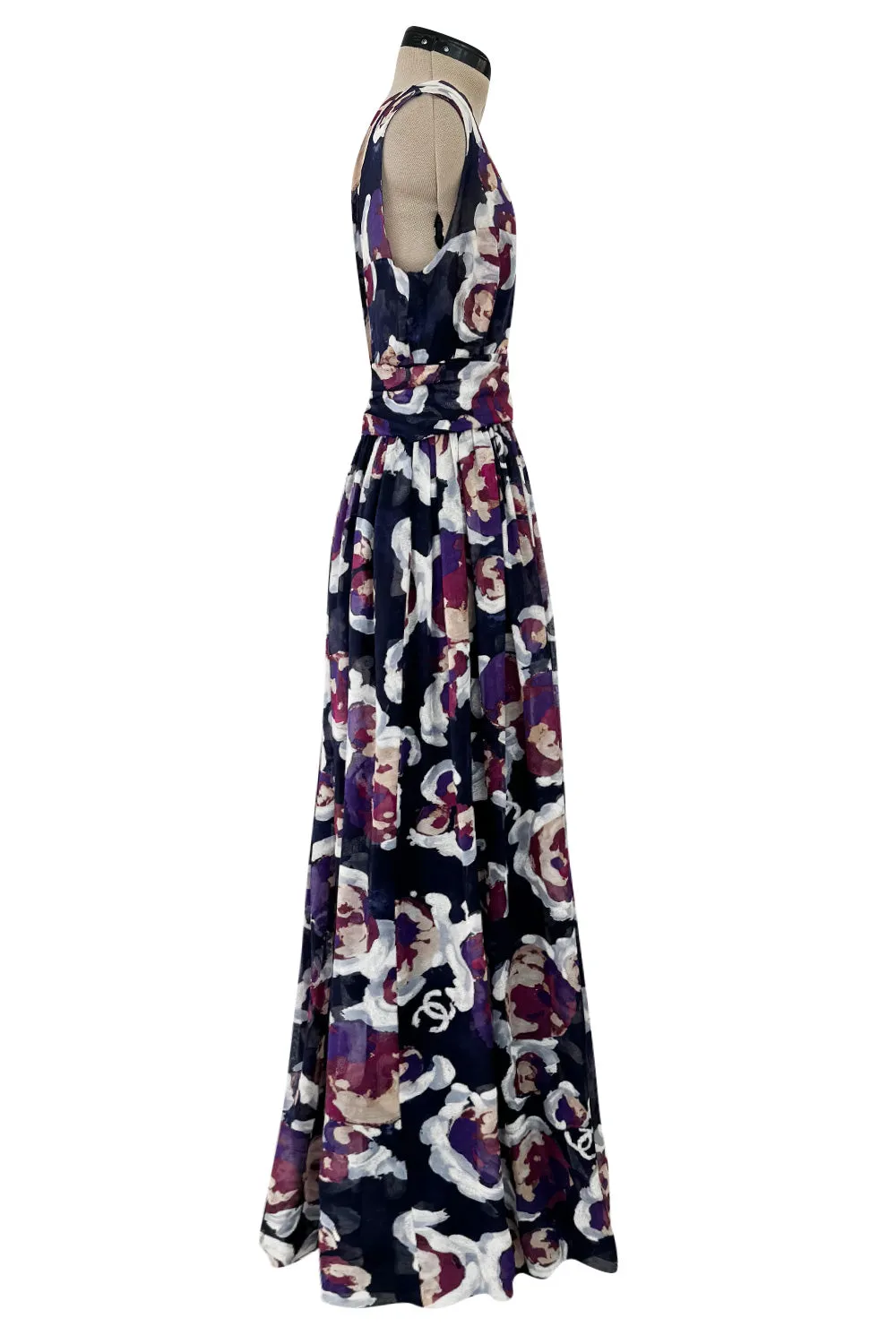 Dreamy Cruise 2010 Chanel by Karl Lagerfeld Runway Look 33 'Painted' Silk Net Floral Dress
