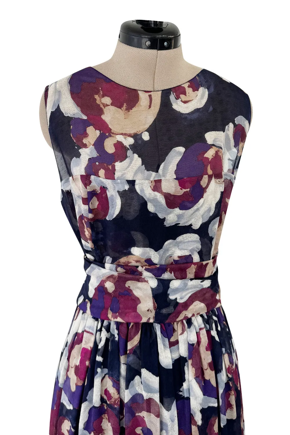 Dreamy Cruise 2010 Chanel by Karl Lagerfeld Runway Look 33 'Painted' Silk Net Floral Dress