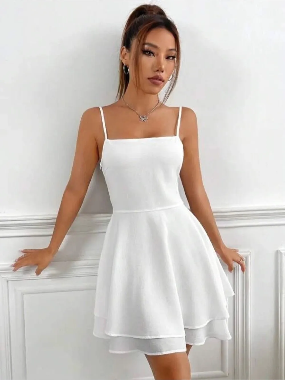 Dresses for Women 2024 Womens Dresses Solid Criss Cross Tie Backless Cami Dress Casual Dresses for Women