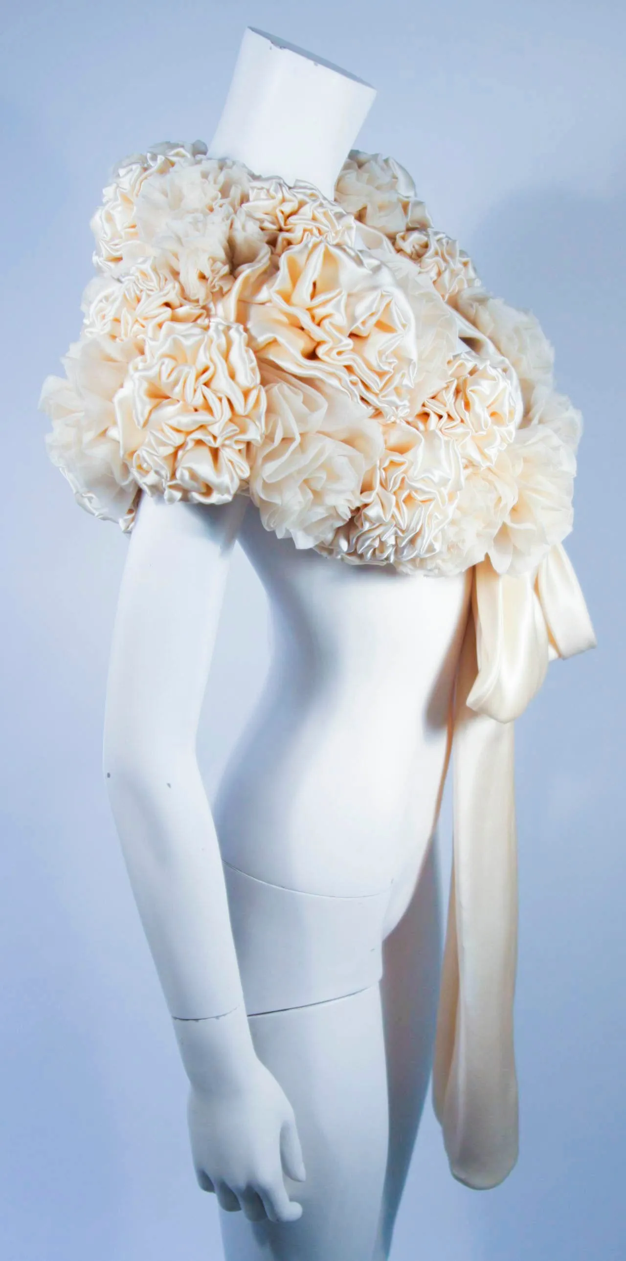 ELIZABETH MASON COUTURE Made to Order Silk Ivory "Rose" Wrap