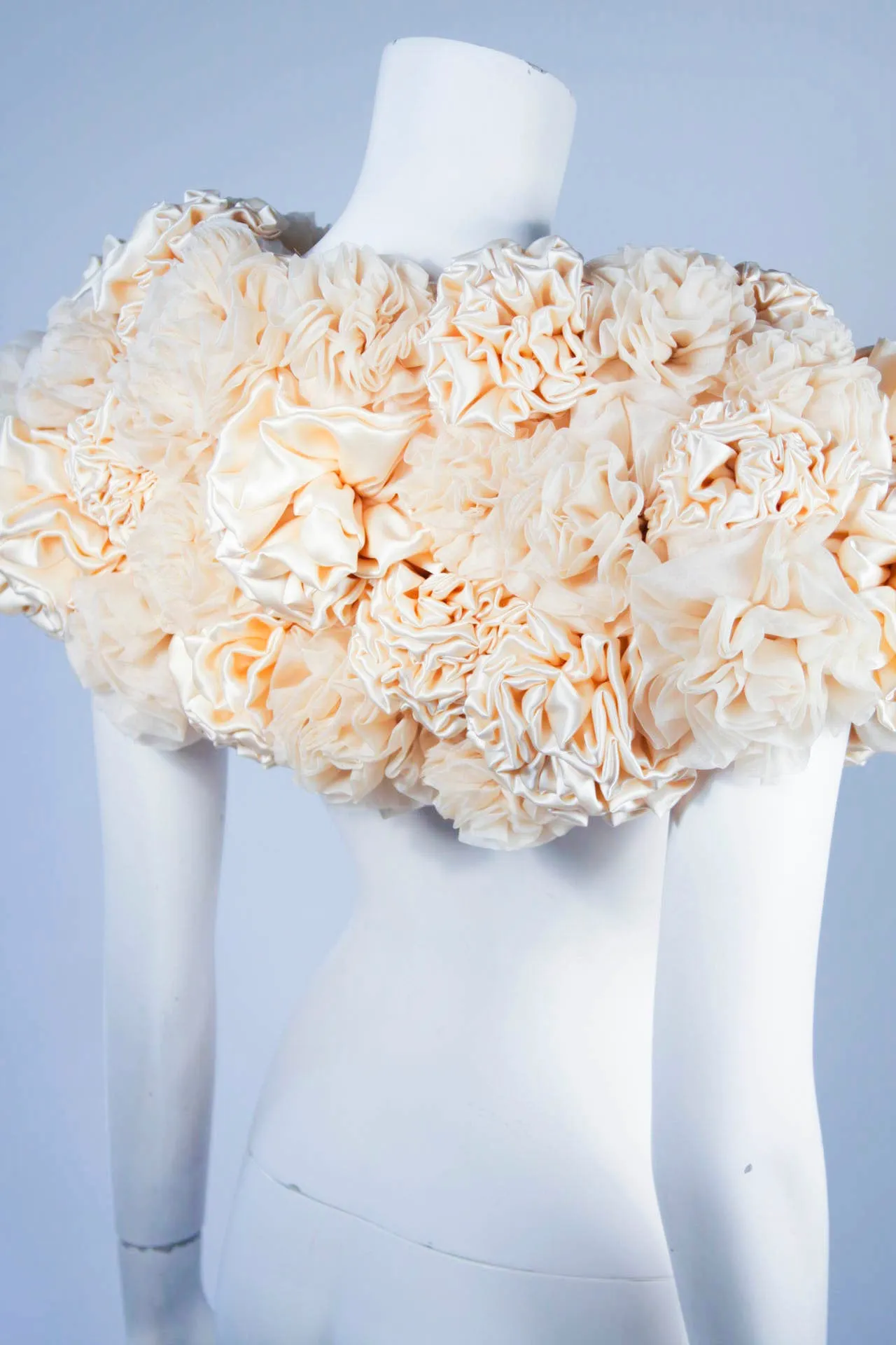ELIZABETH MASON COUTURE Made to Order Silk Ivory "Rose" Wrap