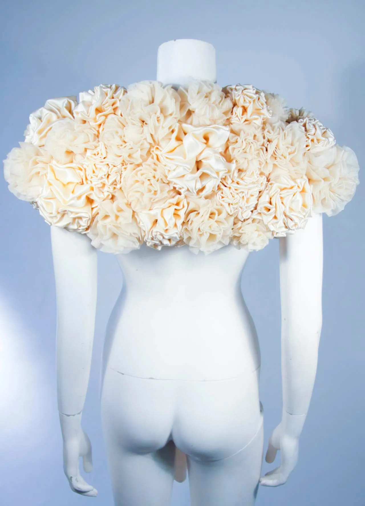ELIZABETH MASON COUTURE Made to Order Silk Ivory "Rose" Wrap