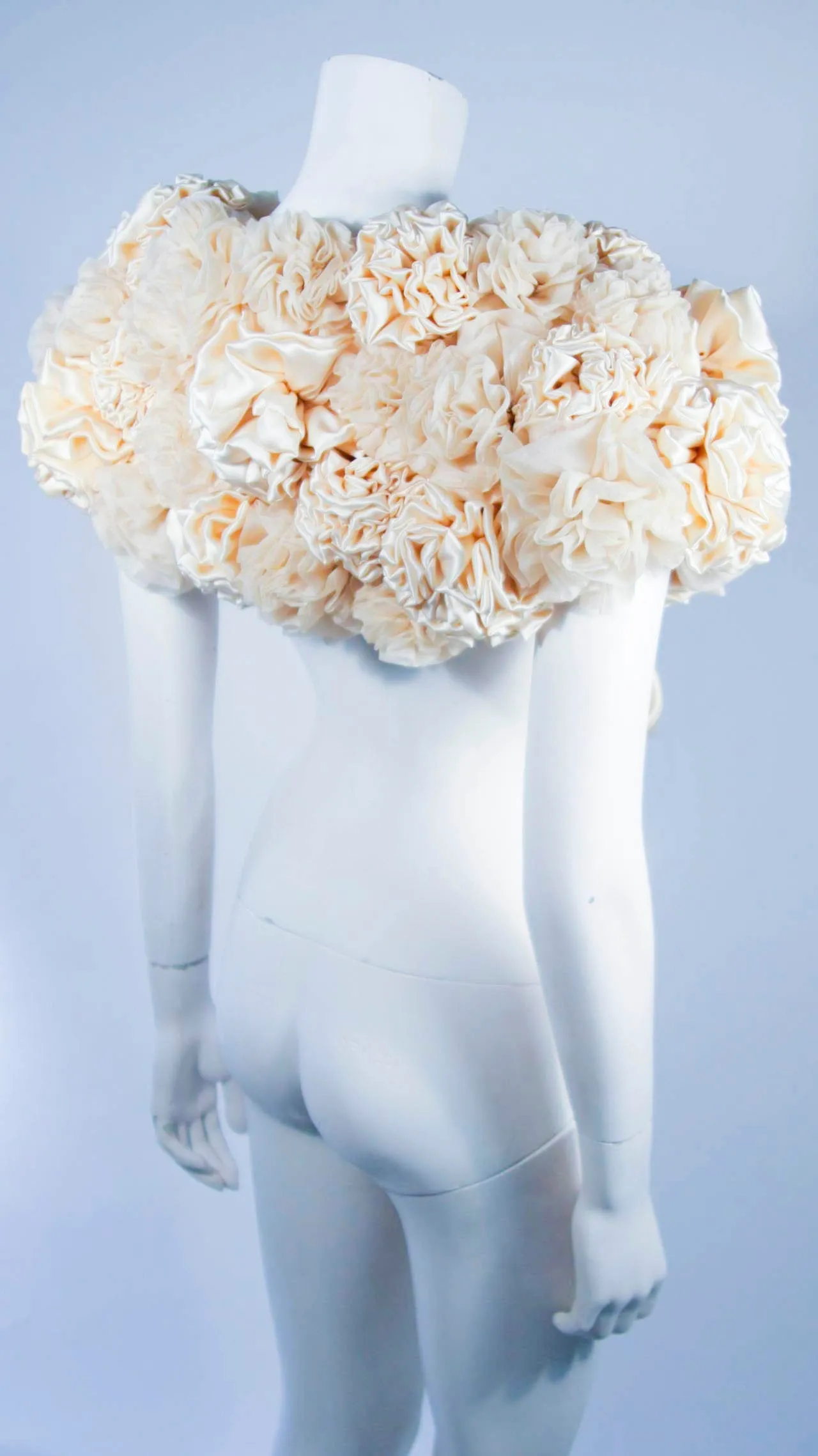 ELIZABETH MASON COUTURE Made to Order Silk Ivory "Rose" Wrap