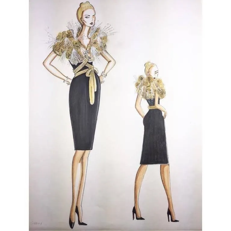 ELIZABETH MASON COUTURE Made to Order Silk Ivory "Rose" Wrap