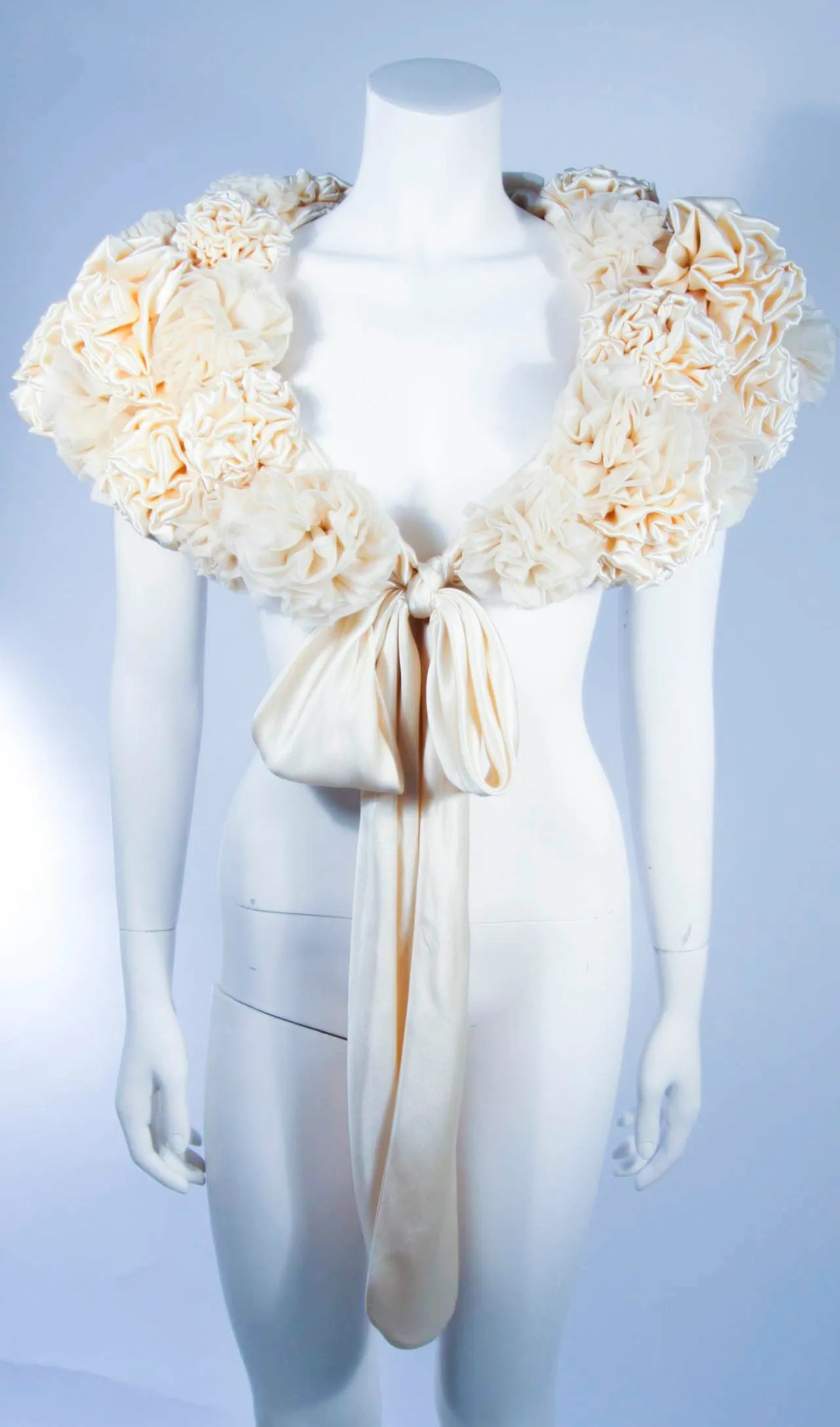 ELIZABETH MASON COUTURE Made to Order Silk Ivory "Rose" Wrap