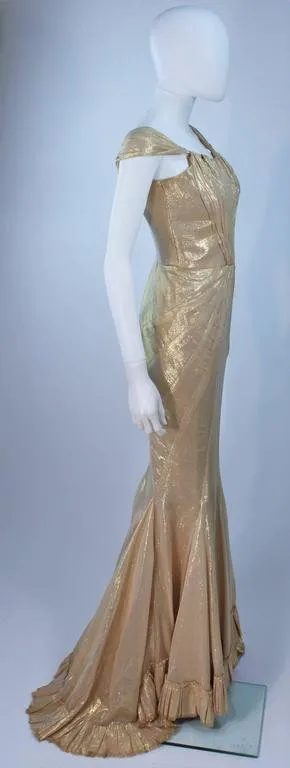 ELIZABETH MASON COUTURE 'Rachel' Made To Measure Silk Lame Gown