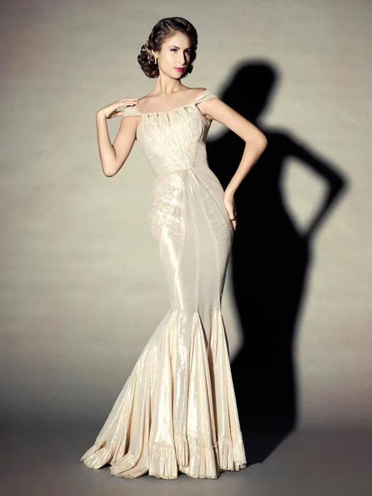 ELIZABETH MASON COUTURE 'Rachel' Made To Measure Silk Lame Gown