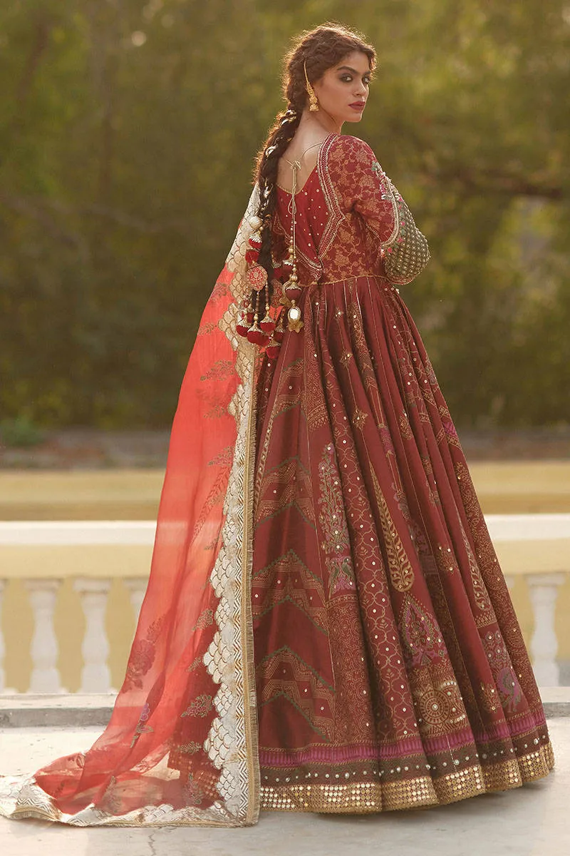 Embellished Red Silk Pishwas Pakistani Wedding Dresses