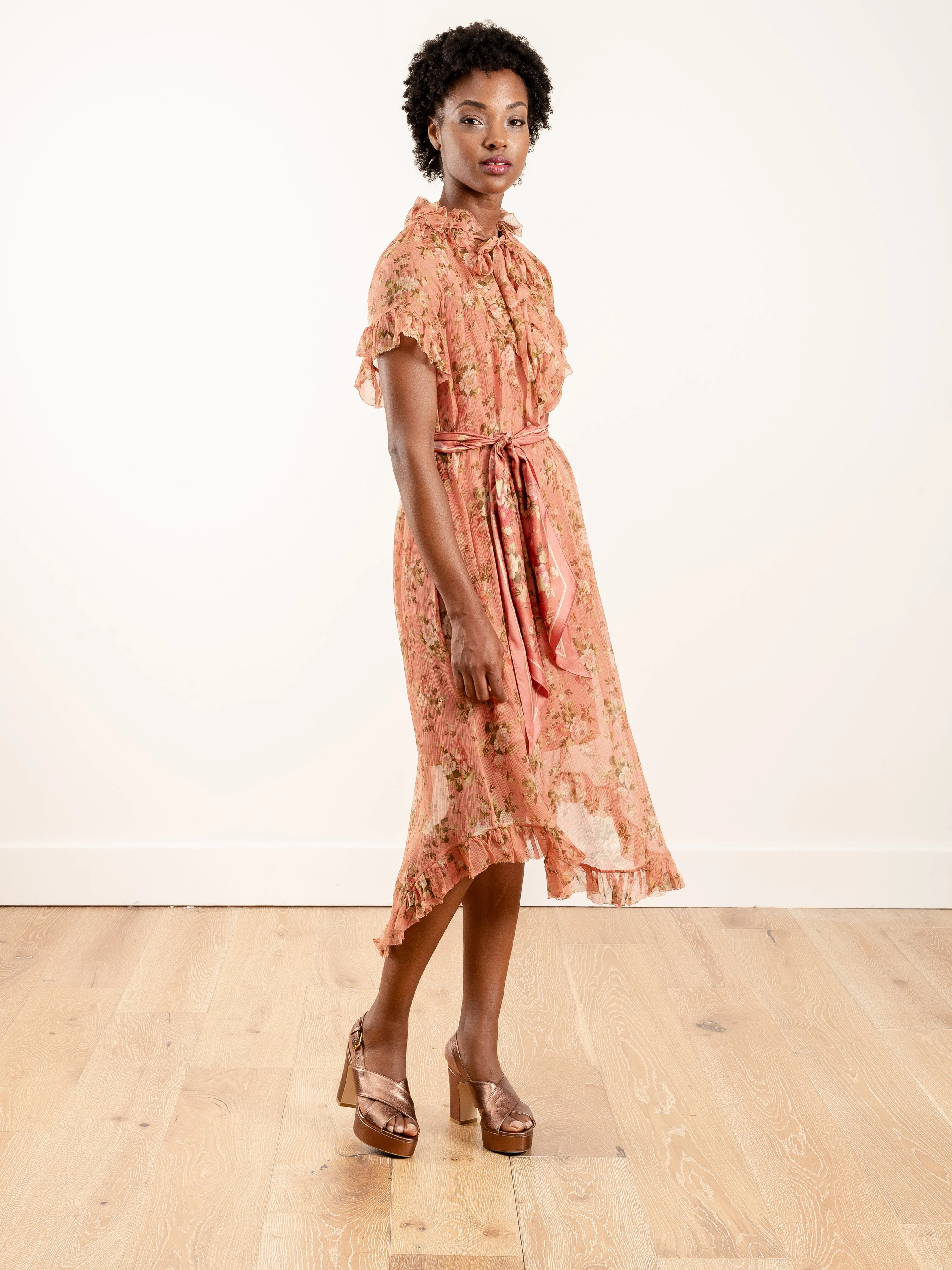 espionage frilled dress - rosewood floral