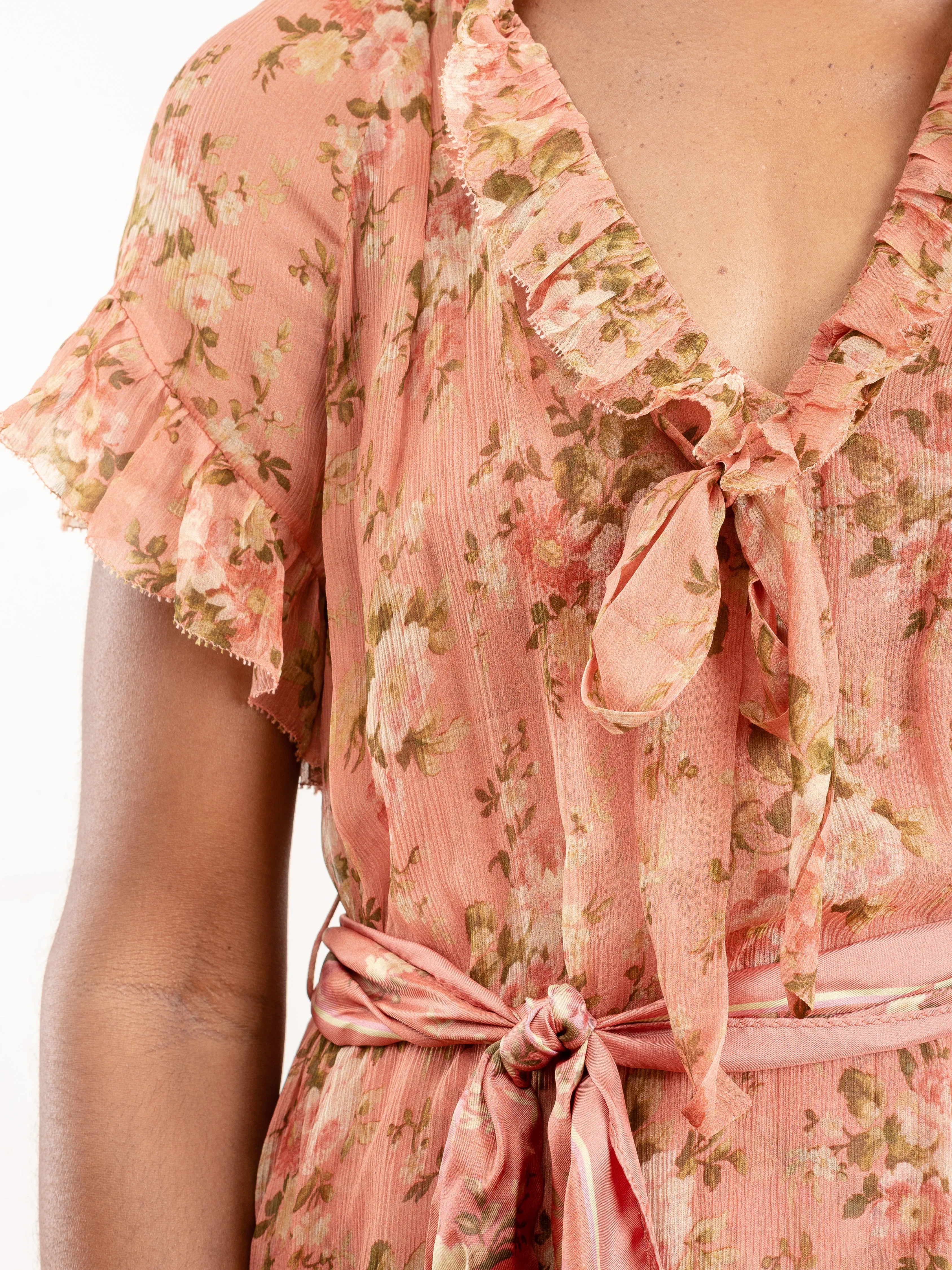 espionage frilled dress - rosewood floral