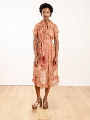espionage frilled dress - rosewood floral