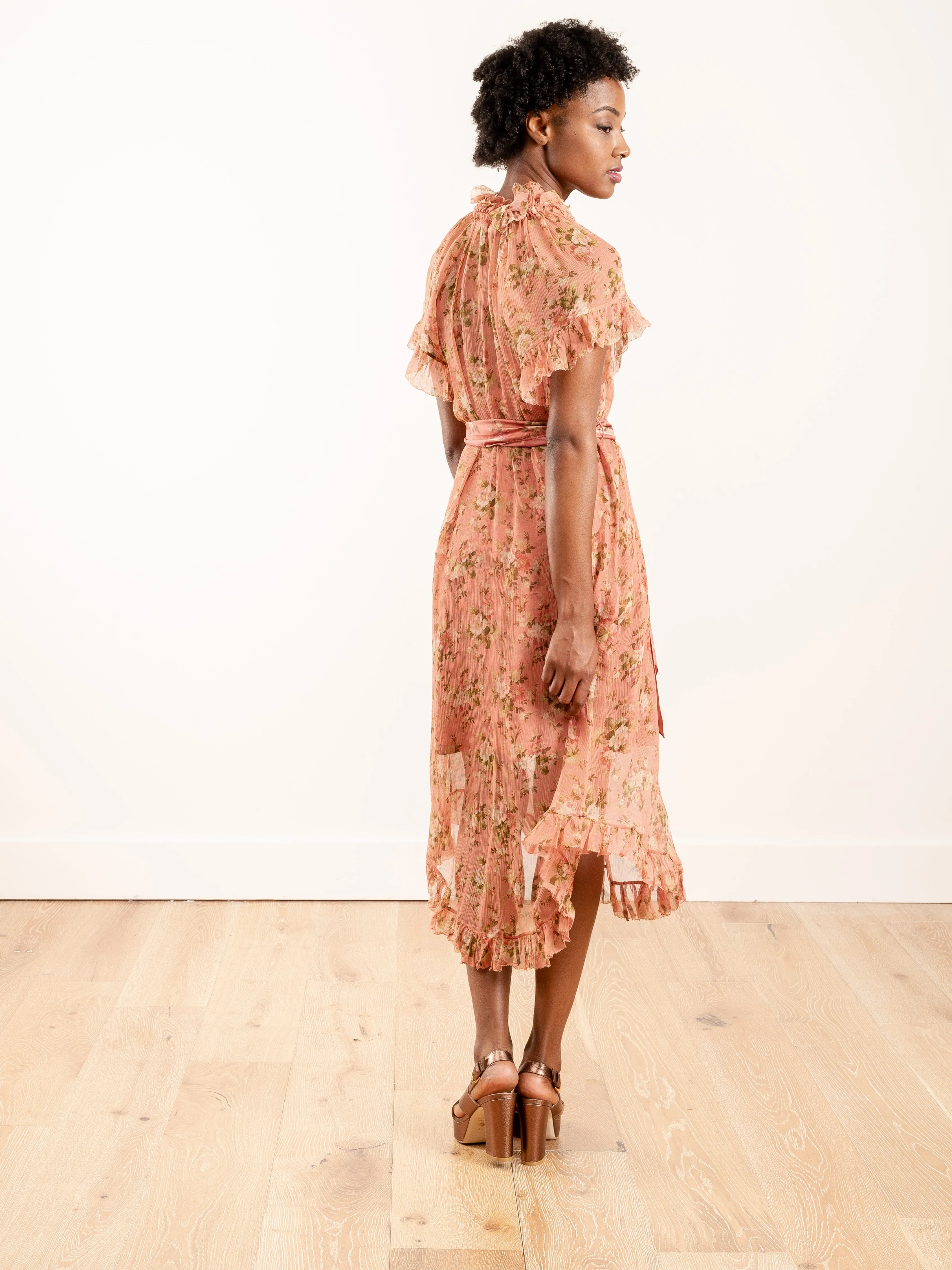 espionage frilled dress - rosewood floral