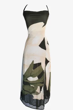 Floral Mesh Slip Dress (Black)