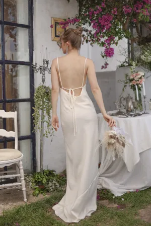 GIOVANNA Cowl Neck Silk Maxi Dress (Ivory White Italian Silk)