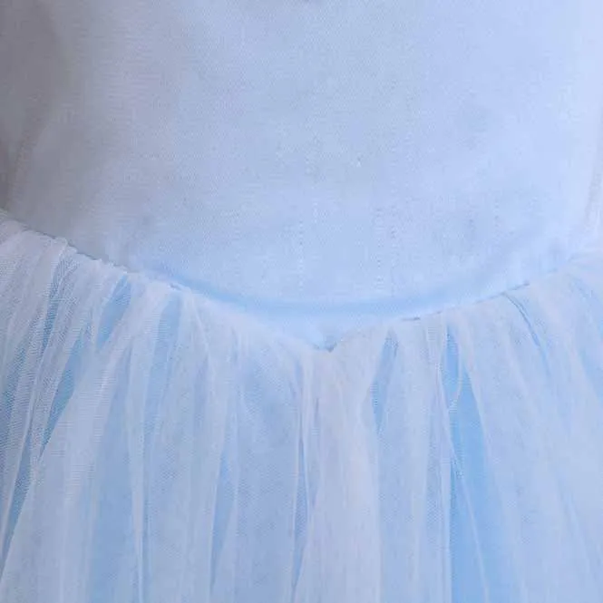 Girls Tutu Prom Gowns Luxury Blue Wedding Birthday Party Princess Long Dress