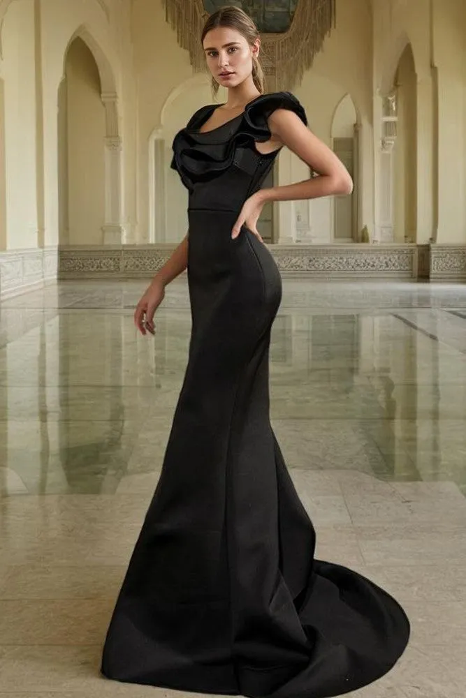 Gorgeous Black Off The Shoulder Satin Prom Dress
