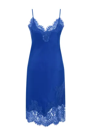 Grace Lace Silk Dress True Blue