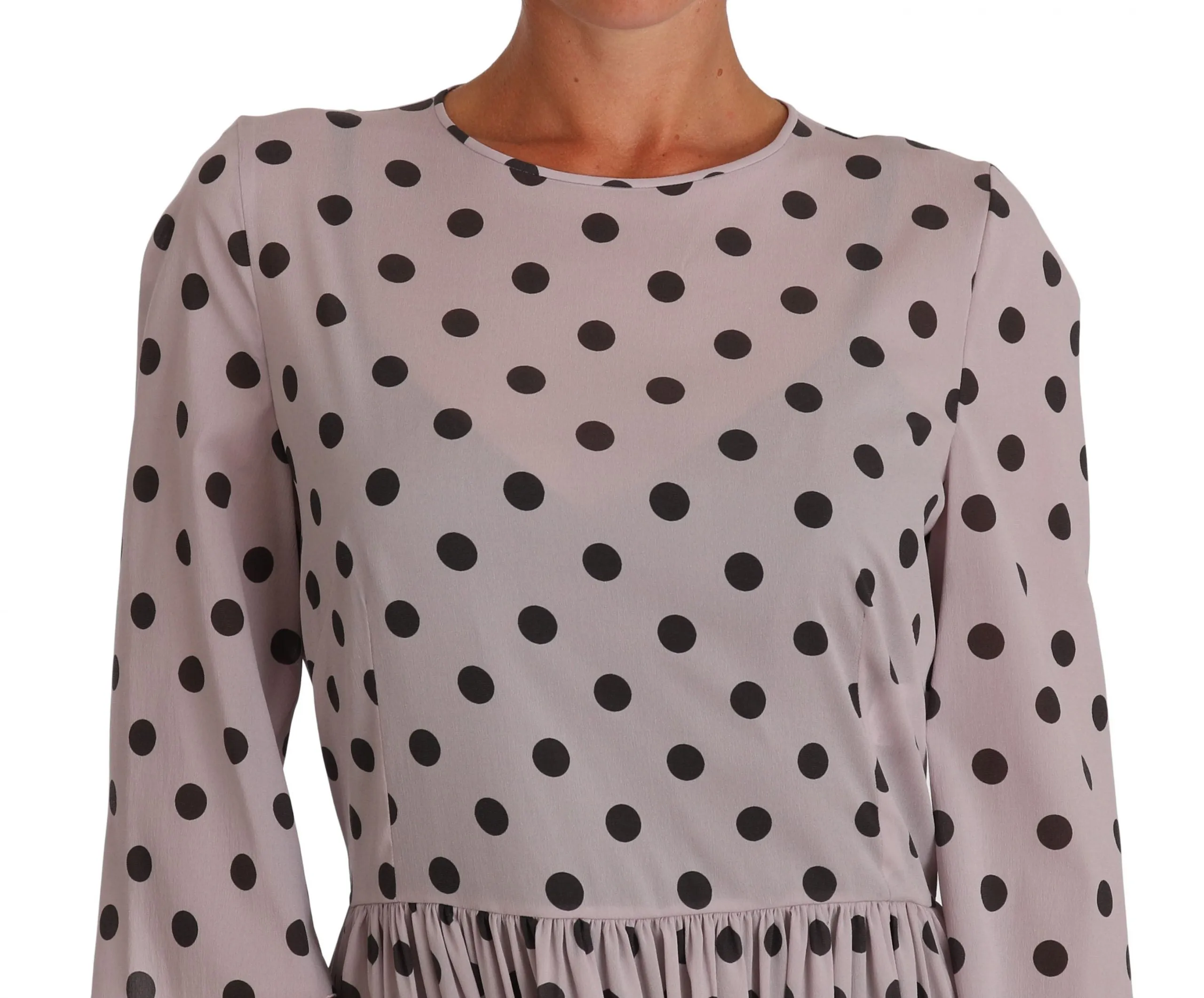 Gray Polka Dot Sheath A-line Silk Dress