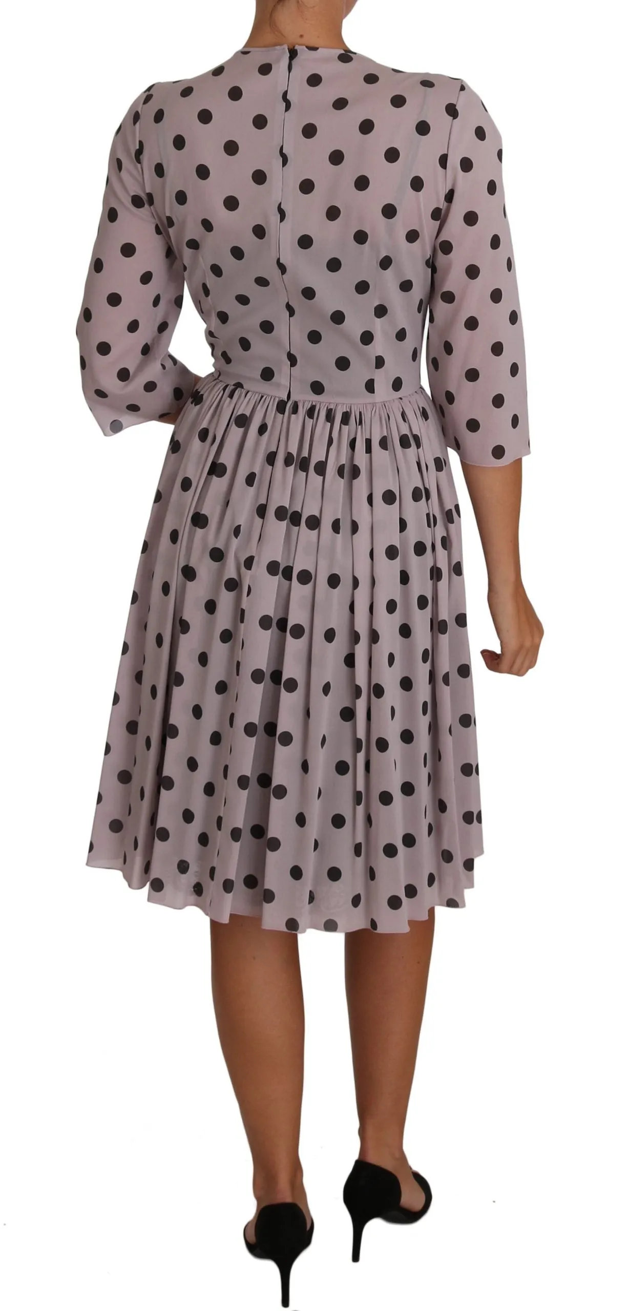 Gray Polka Dot Sheath A-line Silk Dress