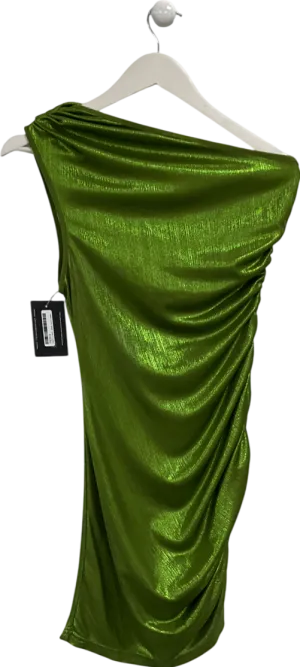 Green One Shoulder Ruched Bodycon Dress UK S/M
