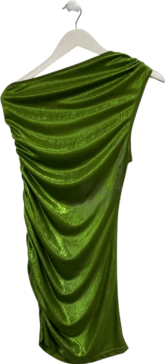 Green One Shoulder Ruched Bodycon Dress UK S/M