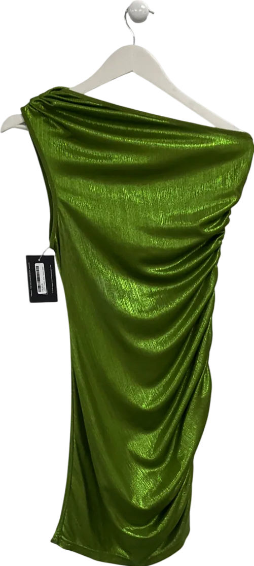 Green One Shoulder Ruched Bodycon Dress UK S/M