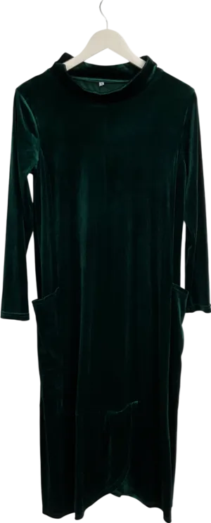 Green Velvet High Neck Dress UK S