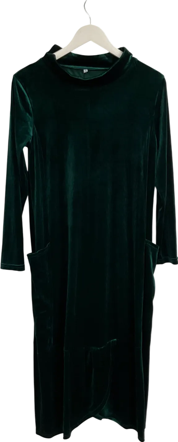 Green Velvet High Neck Dress UK S