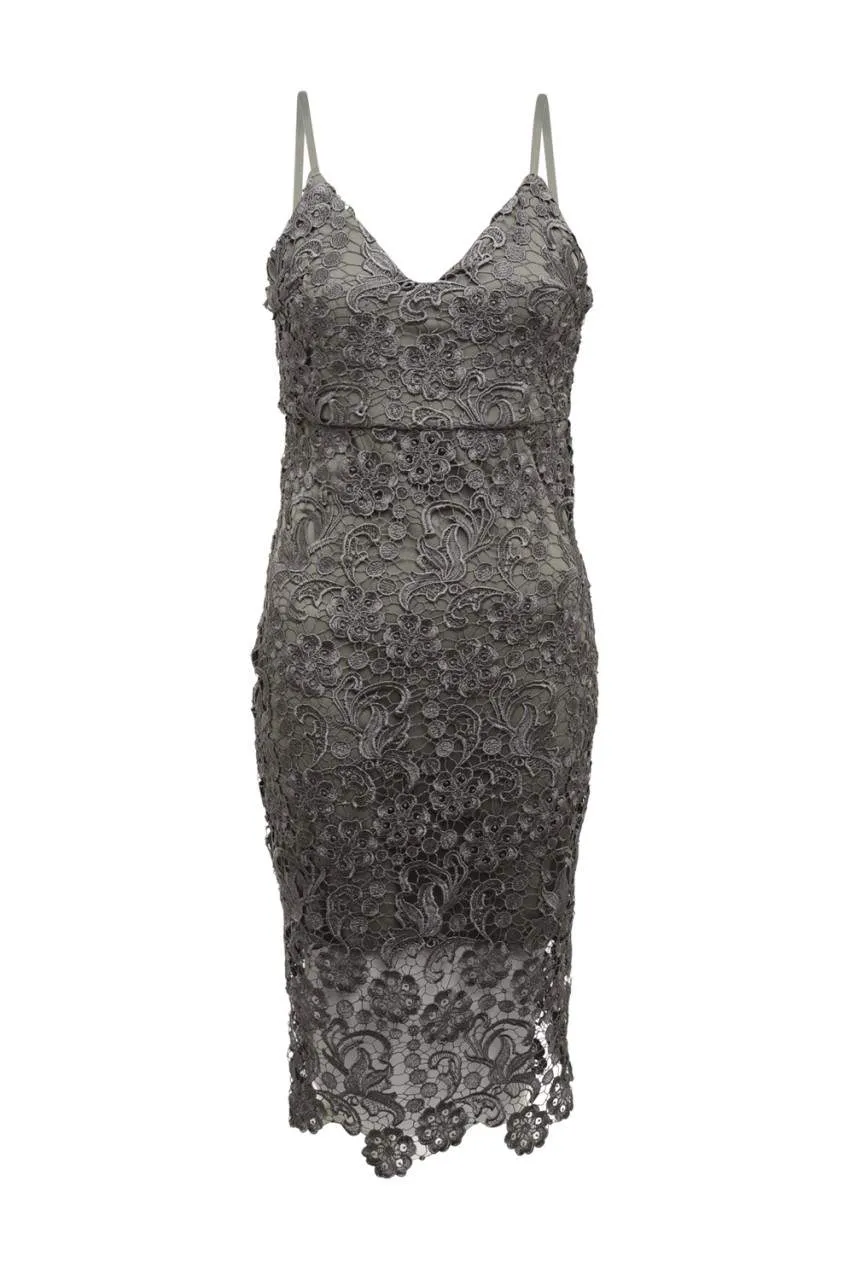 Grey Crochet  Midi Dress
