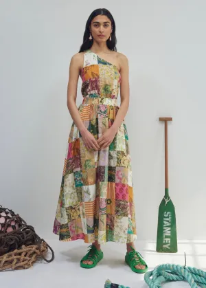 Hattie One Shoulder Midi Dress (Multi)