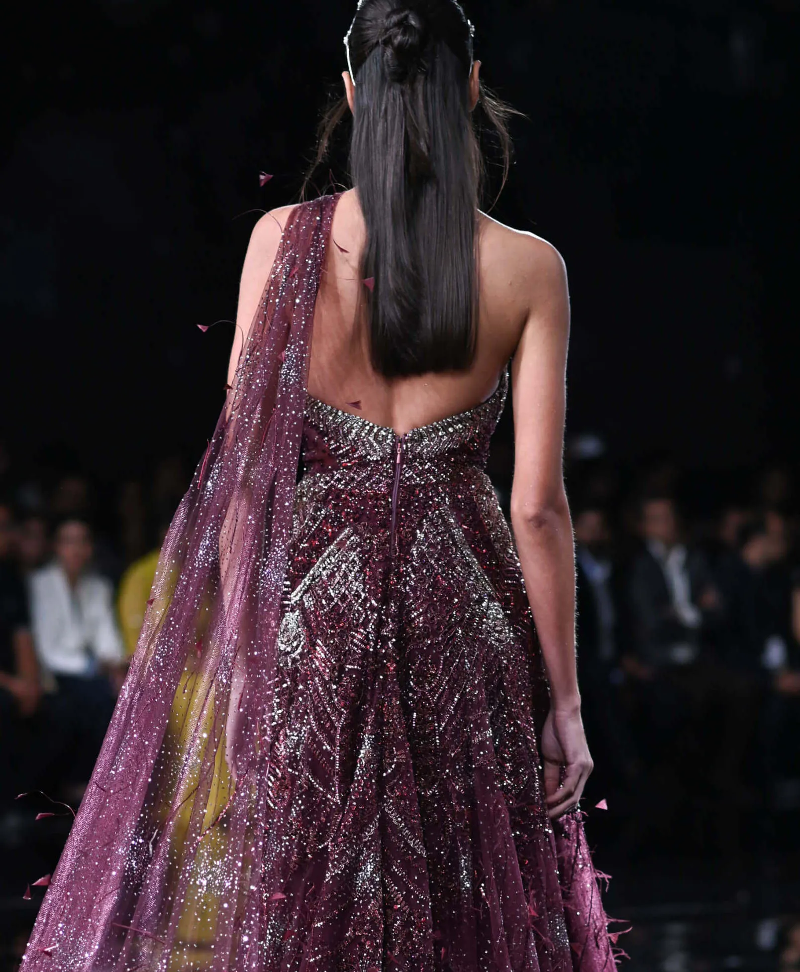 Hebe maroon shimmer gown