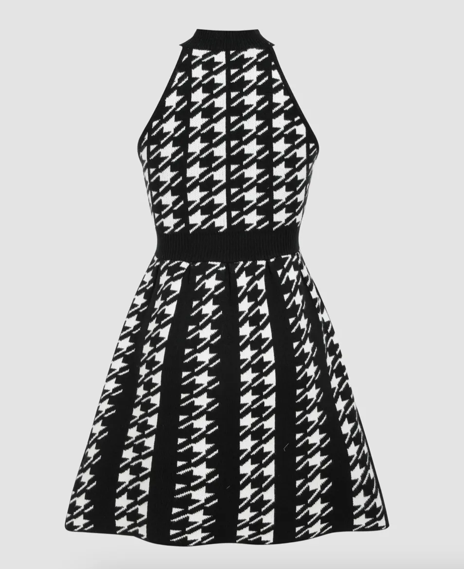 Houndstooth Knitted Dresses