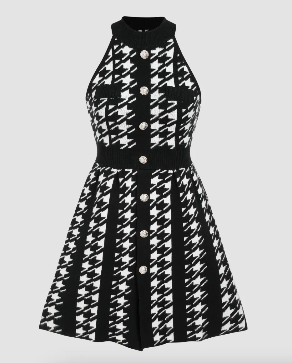 Houndstooth Knitted Dresses