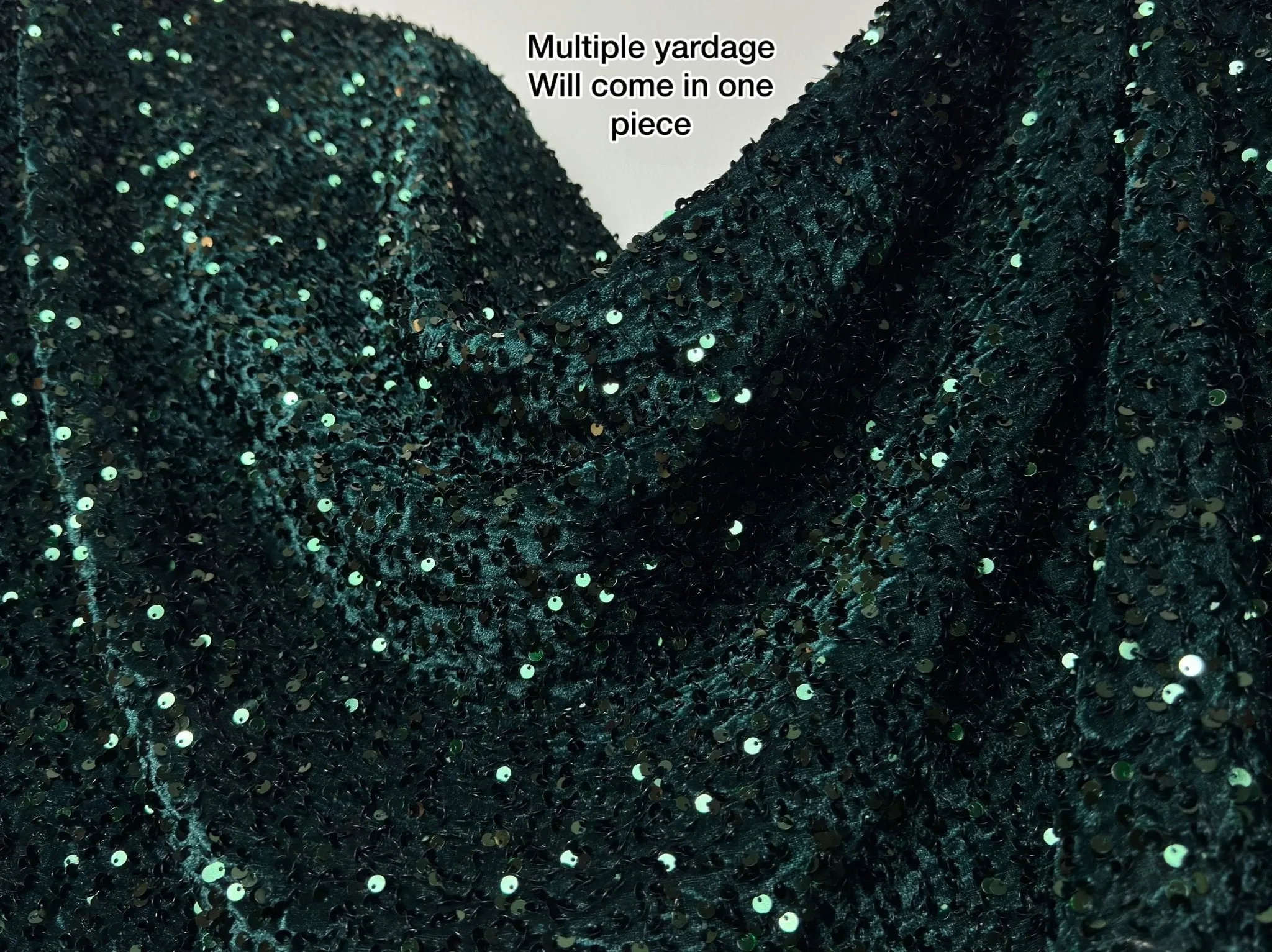 Hunter Green Sequins on Green Stretch Velvet Fabric