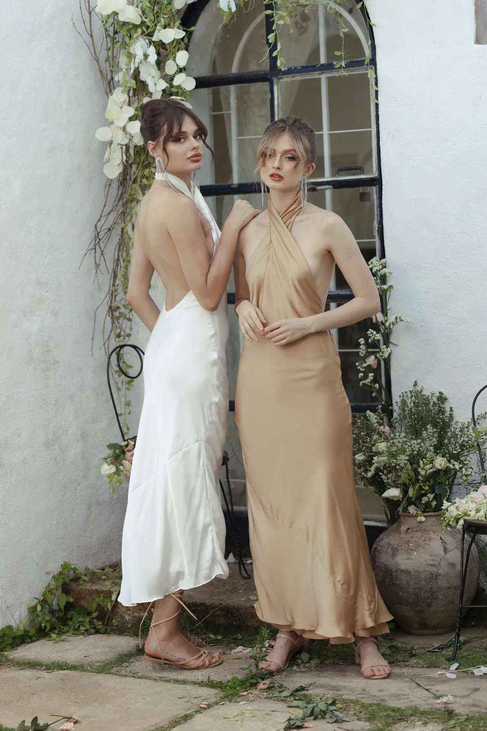ILARIA Twist Silk Midi Dress (Bronze SC Silk)