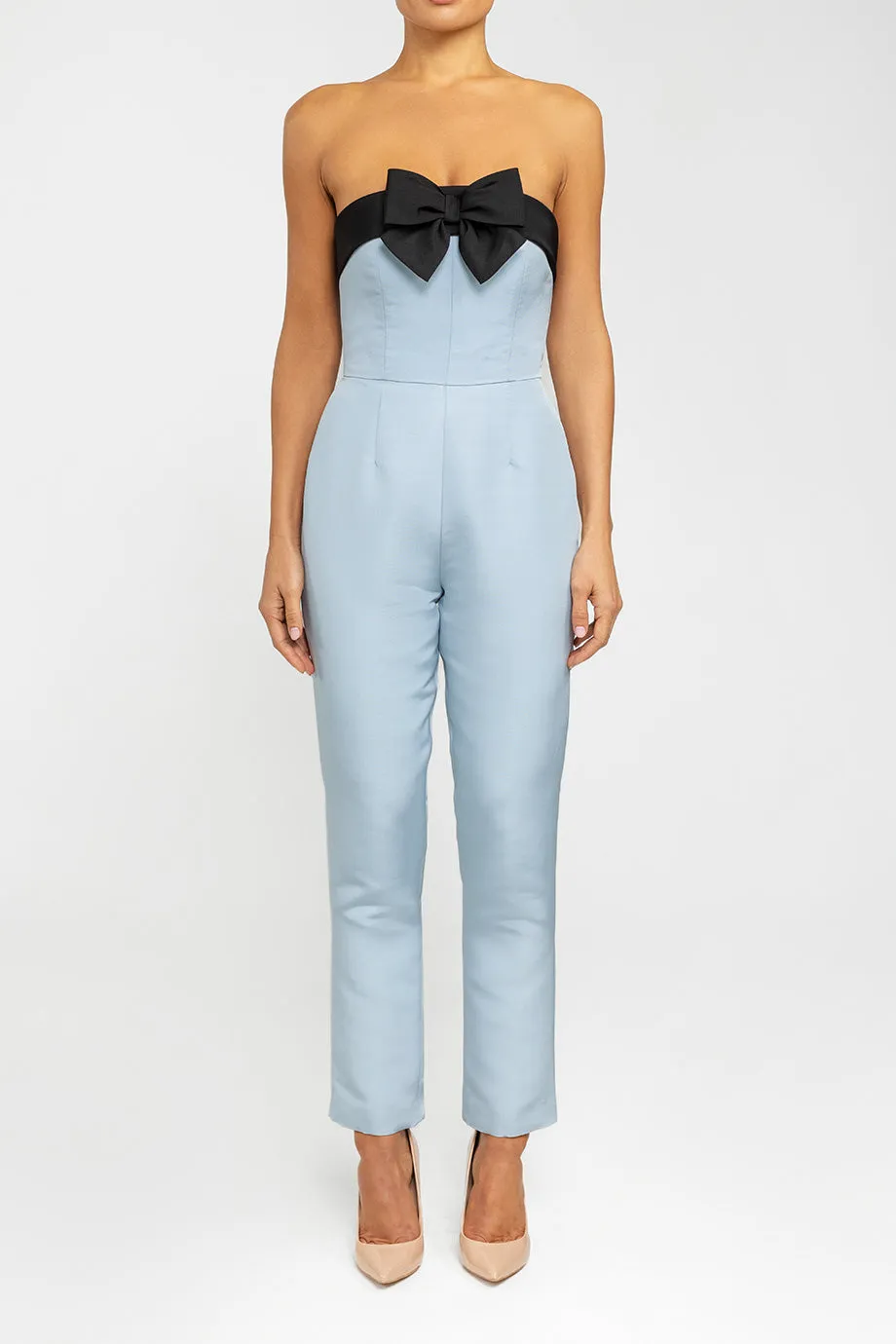 Ines Silk Faille Jumpsuit with French Bow Convertible Skirt