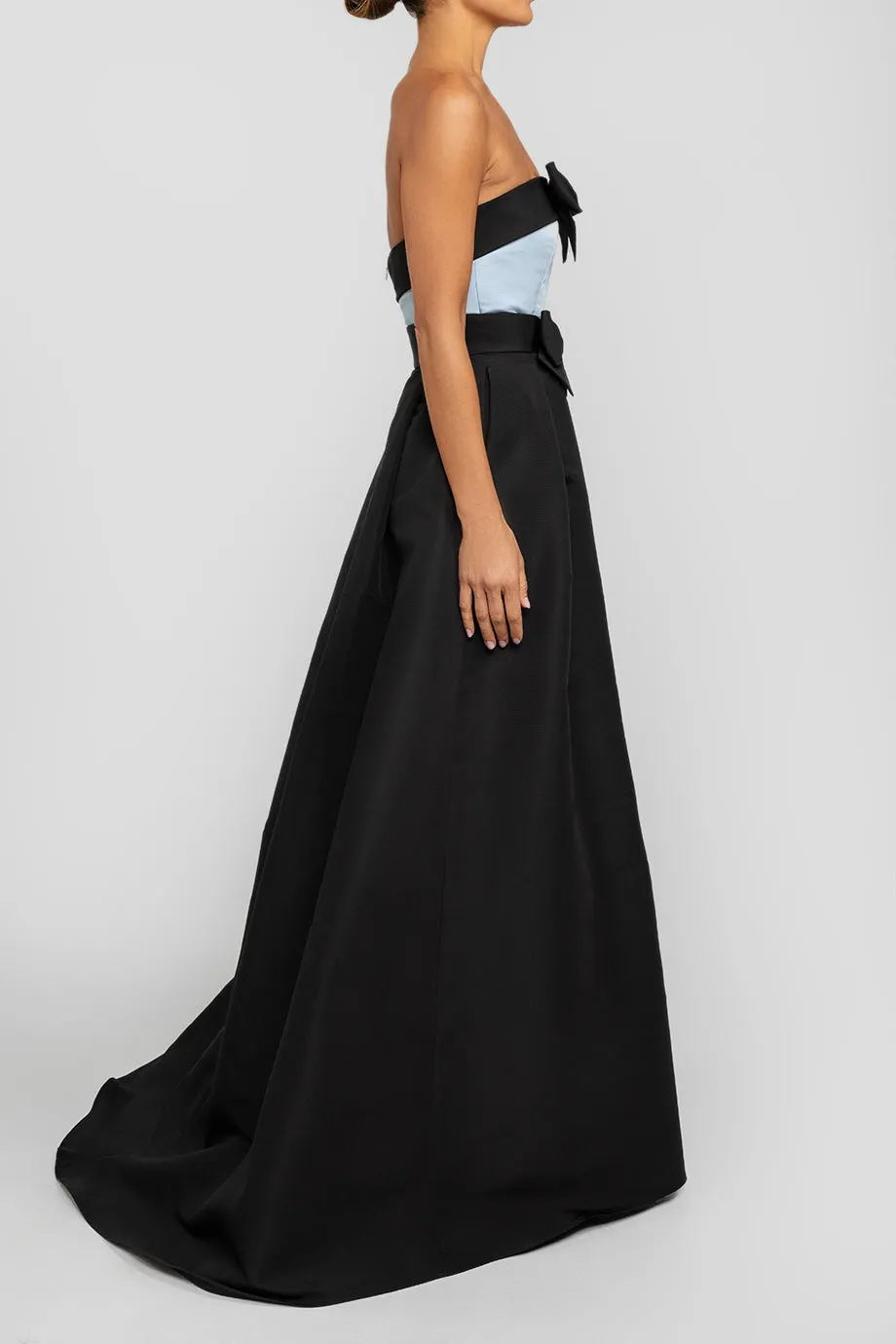 Ines Silk Faille Jumpsuit with French Bow Convertible Skirt