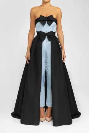 Ines Silk Faille Jumpsuit with French Bow Convertible Skirt
