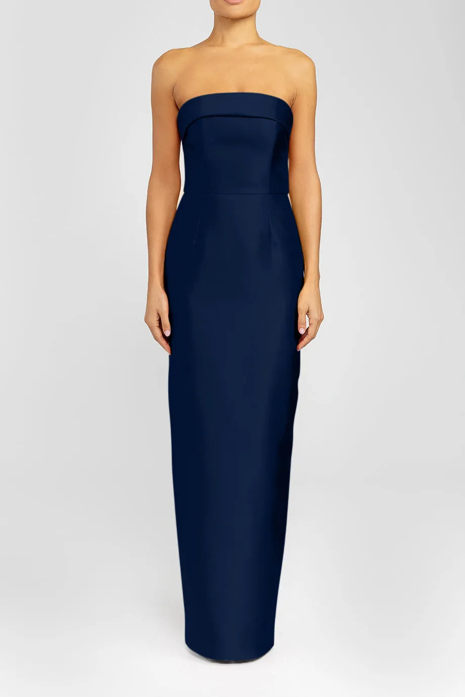 Kelly Silk and Wool Column Gown with Detachable Cape